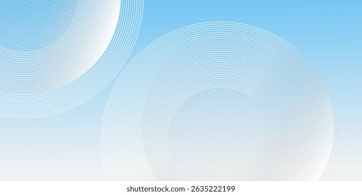 Abstract minimalist banner background, pastel colorful, blue and white gradations. Circle effect style geometric simple art