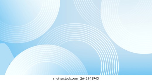 Abstract minimalist banner background, pastel colorful, blue and white gradations. Circle effect style geometric simple art