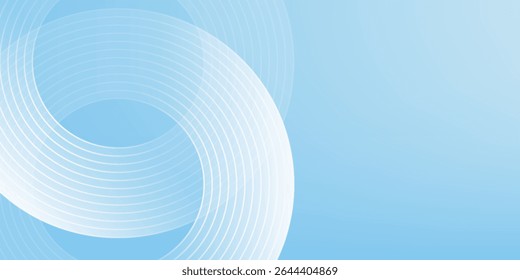 Abstract minimalist banner background, pastel colorful, blue and white gradations. Circle effect style geometric  modern art