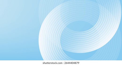 Abstract minimalist banner background, pastel colorful, blue and white gradations. Circle effect style geometric  modern art