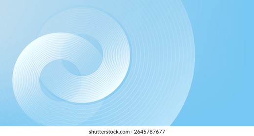 Abstract minimalist banner background, pastel colorful, blue and white gradations. Circle effect style geometric simple art