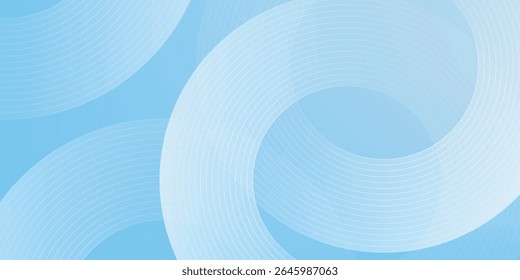 Abstract minimalist banner background, pastel colorful, blue and white gradations. Circle effect style geometric simple art