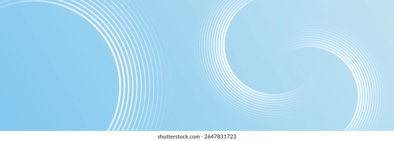 Abstract minimalist banner background, pastel colorful, blue and white gradations. Circle effect style geometric simple art