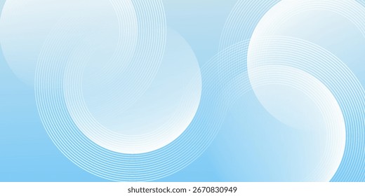 Fundo de banner minimalista abstrato, pastel colorido, gradações azuis e brancas. Estilo de efeito de círculo geométrico simples arte