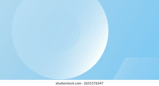 Abstrakte minimalistische Banner Hintergrund einfache Pastellfarben blau und weiß Abstufungen. Kreiseffektstil geometrisch 