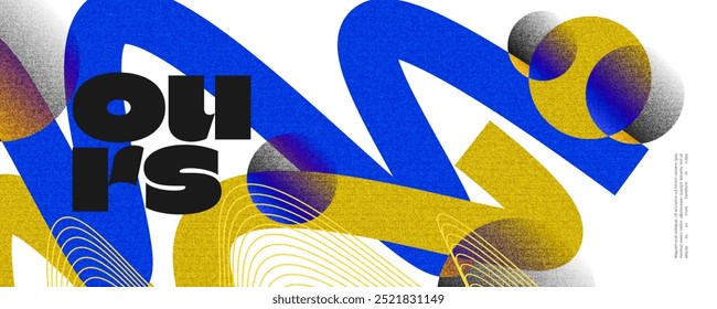 Abstract and Minimalist Banner Design for Branding, Advertising or Promotion. Creative Background in Blue and Yellow Colors with Texture Effect