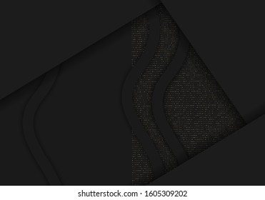 Abstract minimalist black background gold. Luxurious realistic borders. Vector illustration