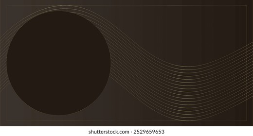 Abstrato Fundo preto minimalista com padrão de linhas onduladas douradas. Textura de linhas de metal preto. Estilo simples para Elemento. Ilustração vetorial.