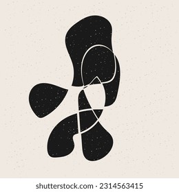 Abstract Minimalist Black and Beige Monochrome Modern Graphic Design Print Template 