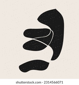 Abstract Minimalist Black and Beige Monochrome Modern Graphic Design Print Template 