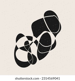 Abstract Minimalist Black and Beige Monochrome Modern Graphic Design Print Template 