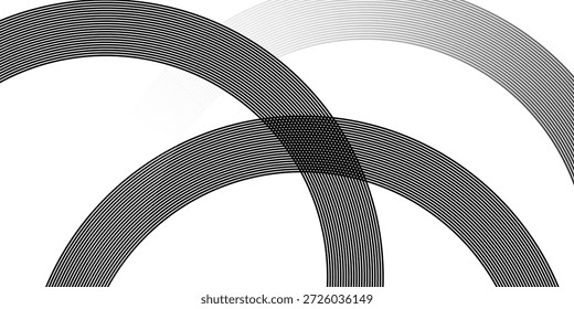 Abstract Minimalist Black Circular Line Pattern on White