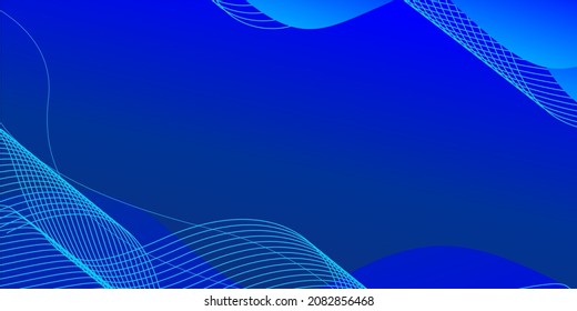 Abstract minimalist blue background. Blue wavy wave abstract swoosh background. Wavy waves banner color line for web banner