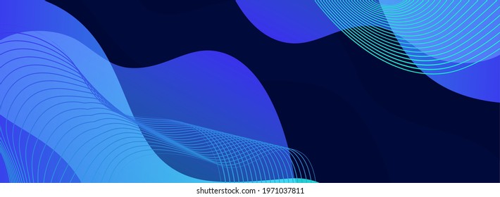 Abstract Minimalist Blue Dynamic Wave Background Design.