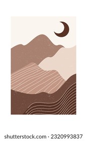 Abstract Minimalist Boho Mountain Art Print Poster. Abstract Landscape Printable Poster