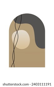 Resumen De Fondo Mínimalista De La Montaña Boho. Afiche de arte paisajístico abstracto. Ilustración de fondo de Mid Century