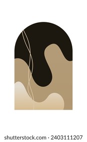 Resumen De Fondo Mínimalista De La Montaña Boho. Afiche de arte paisajístico abstracto. Ilustración de fondo de Mid Century