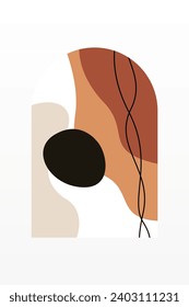 Abstrakter minimalistischer Hintergrund des Boho-Gebirges. Abstraktes Landschaftskunstposter. Hintergrundillustration aus dem Mittelalter