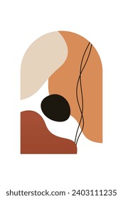 Resumen De Fondo Mínimalista De La Montaña Boho. Afiche de arte paisajístico abstracto. Ilustración de fondo de Mid Century