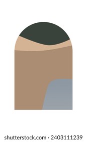 Resumen De Fondo Mínimalista De La Montaña Boho. Afiche de arte paisajístico abstracto. Ilustración de fondo de Mid Century