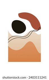 Abstract Minimalist Boho Mountain Background. Abstract Landscape Art Poster. Mid Century Background Illustration
