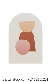 Abstract Minimalist Boho Mountain Background. Abstract Landscape Art Poster. Mid Century Background Illustration