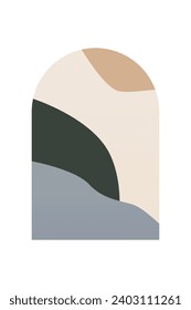 Resumen De Fondo Mínimalista De La Montaña Boho. Afiche de arte paisajístico abstracto. Ilustración de fondo de Mid Century
