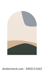 Resumen De Fondo Mínimalista De La Montaña Boho. Afiche de arte paisajístico abstracto. Ilustración de fondo de Mid Century