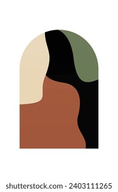 Abstract Minimalist Boho Mountain Background. Abstract Landscape Art Poster. Mid Century Background Illustration