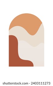 Resumen De Fondo Mínimalista De La Montaña Boho. Afiche de arte paisajístico abstracto. Ilustración de fondo de Mid Century