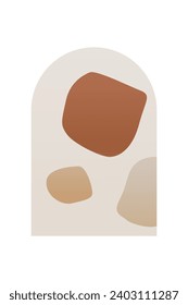 Resumen De Fondo Mínimalista De La Montaña Boho. Afiche de arte paisajístico abstracto. Ilustración de fondo de Mid Century