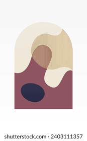 Abstract Minimalist Boho Mountain Background. Abstract Landscape Art Poster. Mid Century Background Illustration