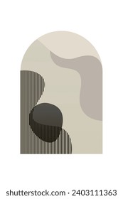 Abstrakter minimalistischer Hintergrund des Boho-Gebirges. Abstraktes Landschaftskunstposter. Hintergrundillustration aus dem Mittelalter
