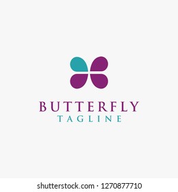 Abstract minimalist Butterfly wings logo icon vector template on white background