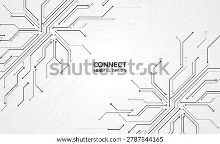 Abstract minimalist circuit board background with Digital network lines and electronic connection dots for futuristic tech and Corporate identity design