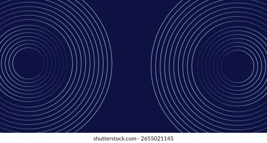 Abstract Minimalist Circular Design with Teal Rings on Dark Blue Background, creating a sense of depth and motion with subtle texture and graphic elegance