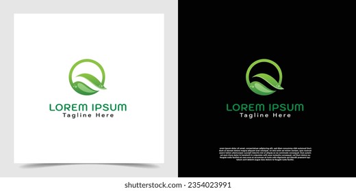 Abstract minimalist concept of ecology leaf circle logo vector template