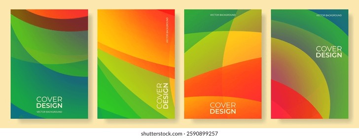 Abstract minimalist cover background set. Modern poster collection vector design template with spring or summer color gradient for flyer, brochure, notebook, book, banner, annual report presentation.