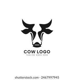 Abstract minimalist cow logo design. Vector logo template illustration.