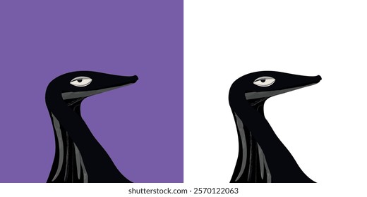 Abstract Minimalist Crow Illustration in Bold Style contemporary art vector illustration