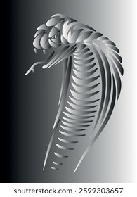 An abstract and minimalist design of a cobra, emphasizing its skeletal structure with smooth lines and sharp, elegant curves.