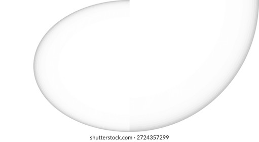 Um design abstrato e minimalista com curvas suaves, brancas e renderizadas em 3D com gradientes cinza suave em um fundo branco.