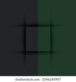 Abstract minimalist design with a geometric grid and raised square. Dark gray-green tones, perfect for branding, backgrounds, or decor. perfect for background, wallpaper