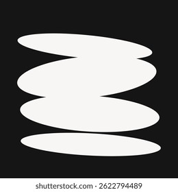 Abstract minimalist design with soft, rounded white shapes on a black background. Simple, modern, and elegant abstract art. Minimalist style. Frame with copy space. Frame element vector.
