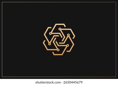 Abstract Minimalist Digital Multimedia Logo Design Gold	