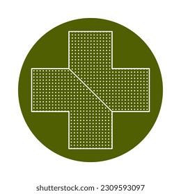 abstract minimalist dot cross in green circle vector 