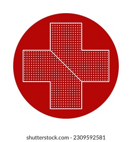 abstract minimalist dot cross in red circle vector 