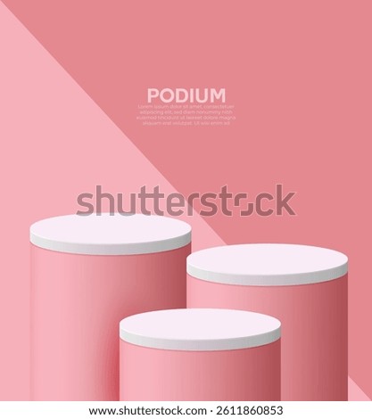 Abstract minimalist empty product display mockup design with pink gradient color. 3D pink podium design vector in an isolated background. Realistics promotion product sale studio background design.