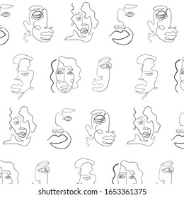 Abstract minimalist face woman or girl, avatar stylized, one line drawing, graphic icon. 