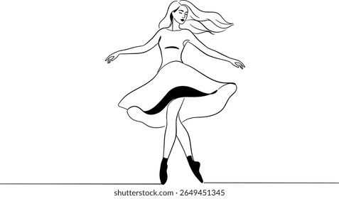Abstract Minimalist Female Dance Silhouette – Graceful Woman in Motion for Tattoos, Posters, and Branding